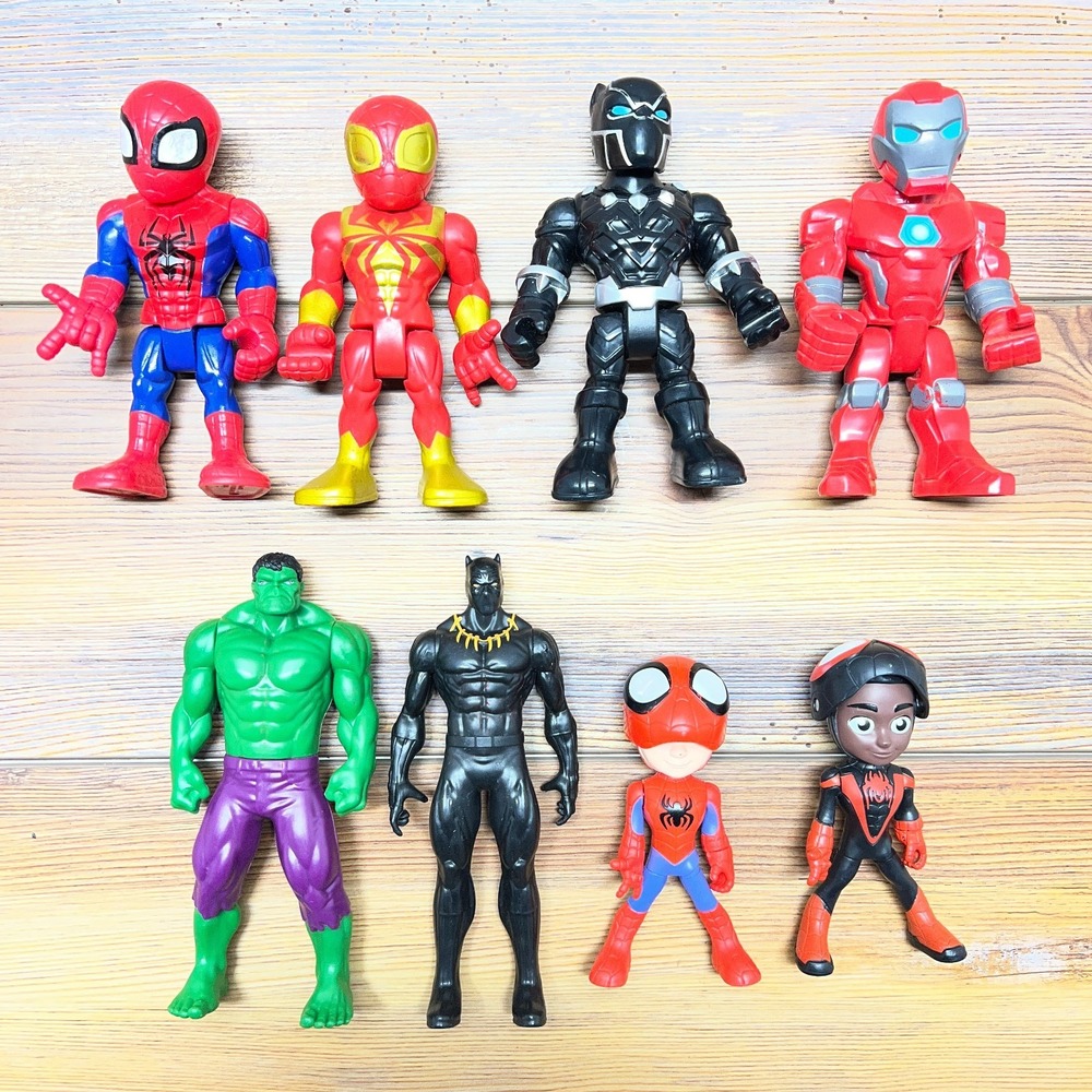 Marvel Mega Mighties Spidey Amazing Friends Lot 8 Hulk Iron Man Black Panther